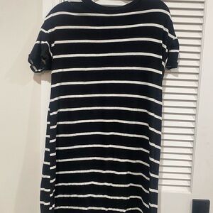 Time and Tru Black and White Striped Top